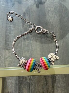 Kids Rainbow Charm Bracelet with Silver Accents